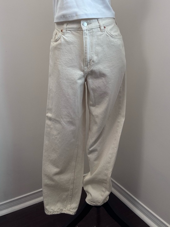 Monki Denim - Monki Women’s Light Cream Straight-Leg Jeans Size 26